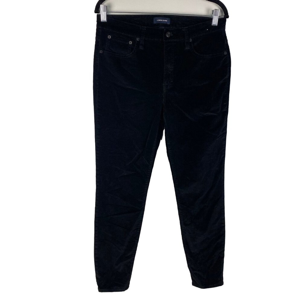 J. Crew Jeans Women's 9" High-Rise Toothpick Soft Black Velvet J4108 Size 30